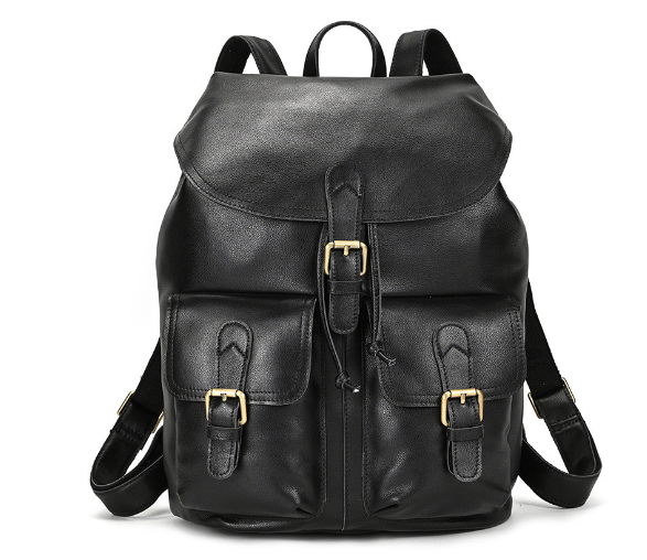 Black leather satchel backpack online