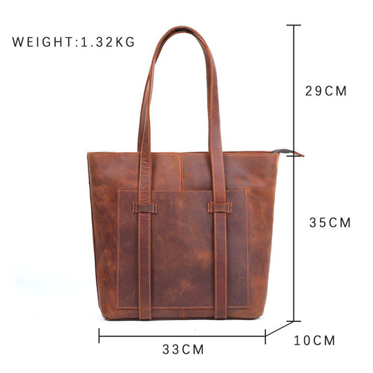 Coffee Leather Tote Bag | METS