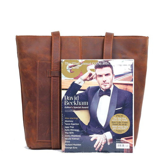 Coffee Leather Tote Bag | METS