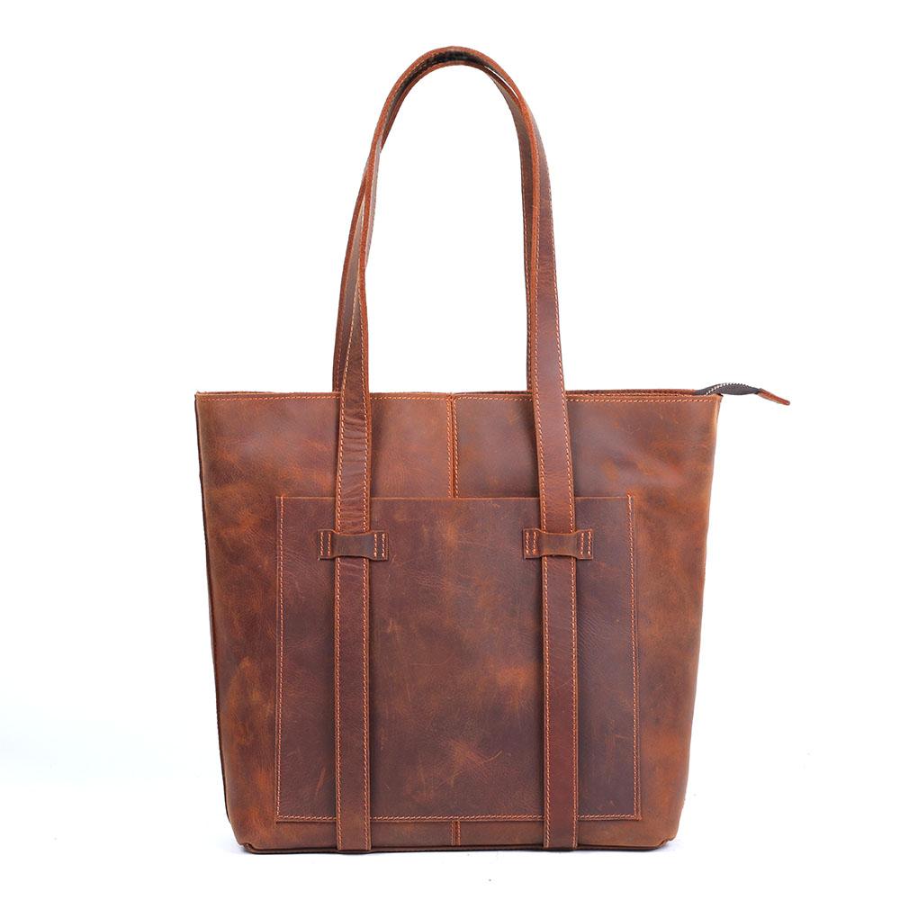 Coffee Leather Tote Bag | METS