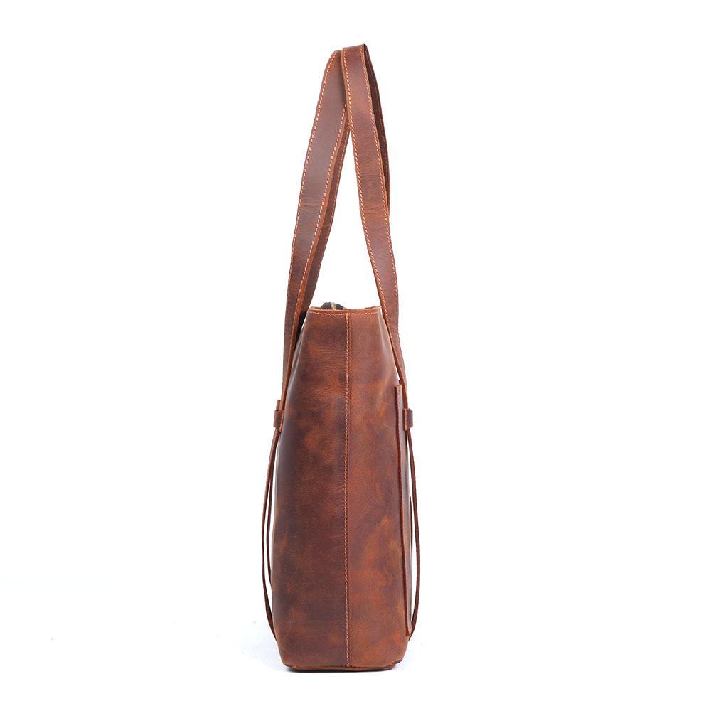 Coffee Leather Tote Bag | METS