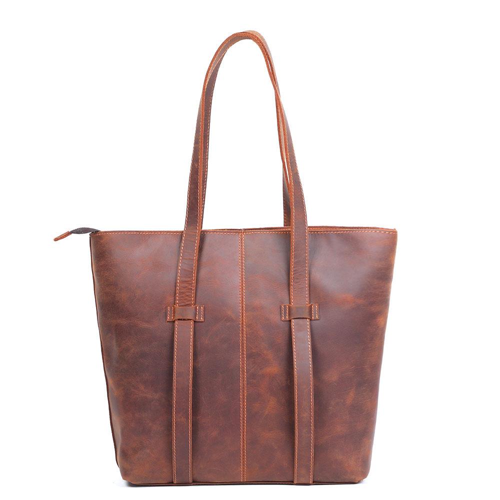 Coffee Leather Tote Bag | METS