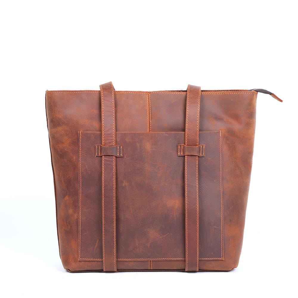 Coffee Leather Tote Bag | METS