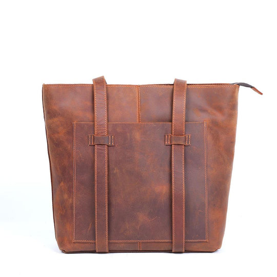 Coffee Leather Tote Bag | METS