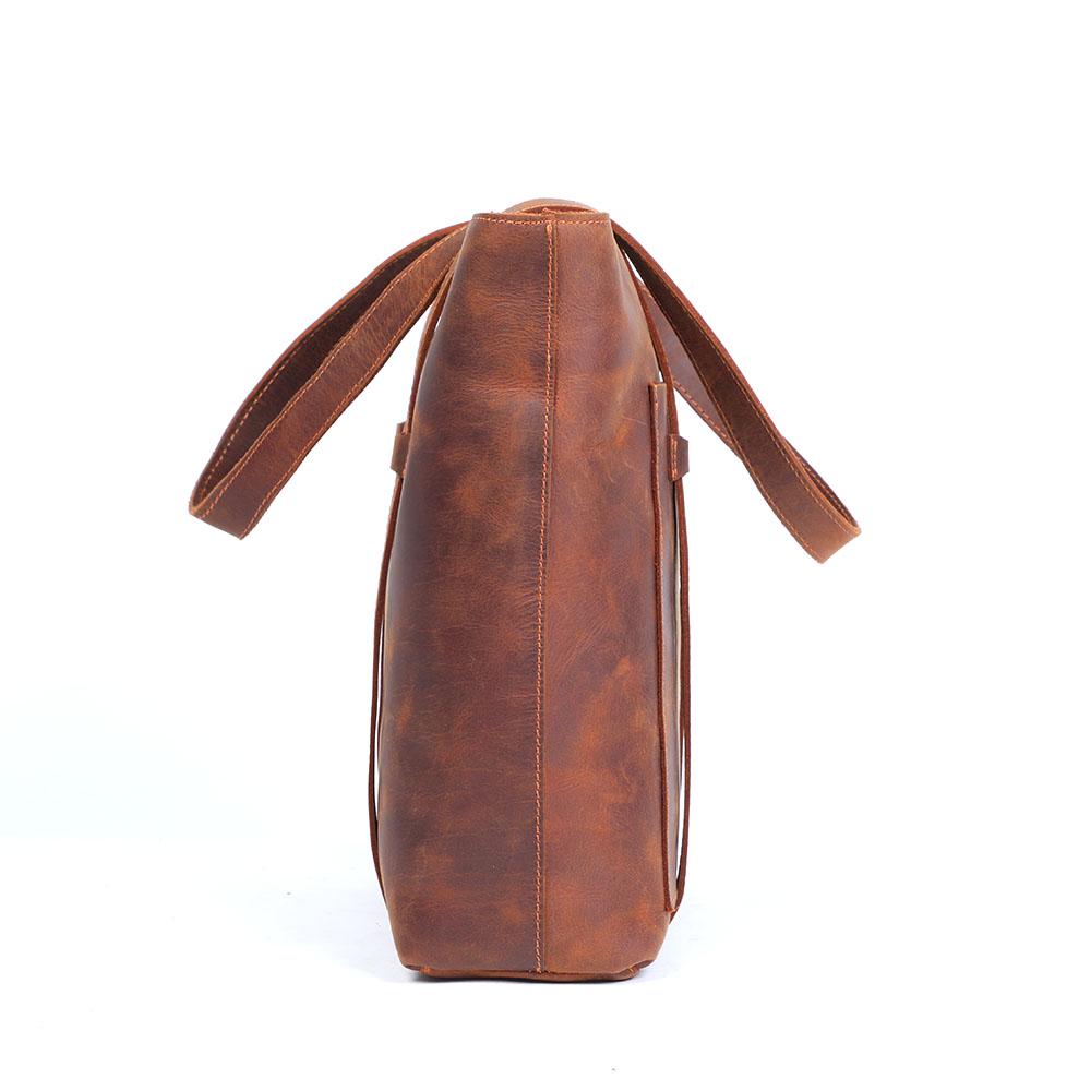 Coffee Leather Tote Bag | METS