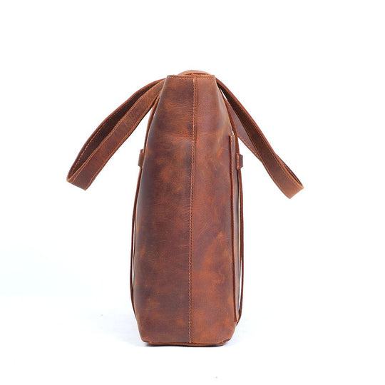 Coffee Leather Tote Bag | METS