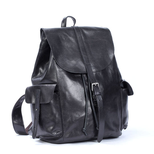 Small Black Leather Backpack | BODO