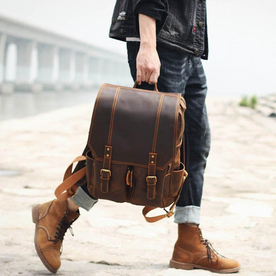 Brown Leather Rucksack | BIEFELD