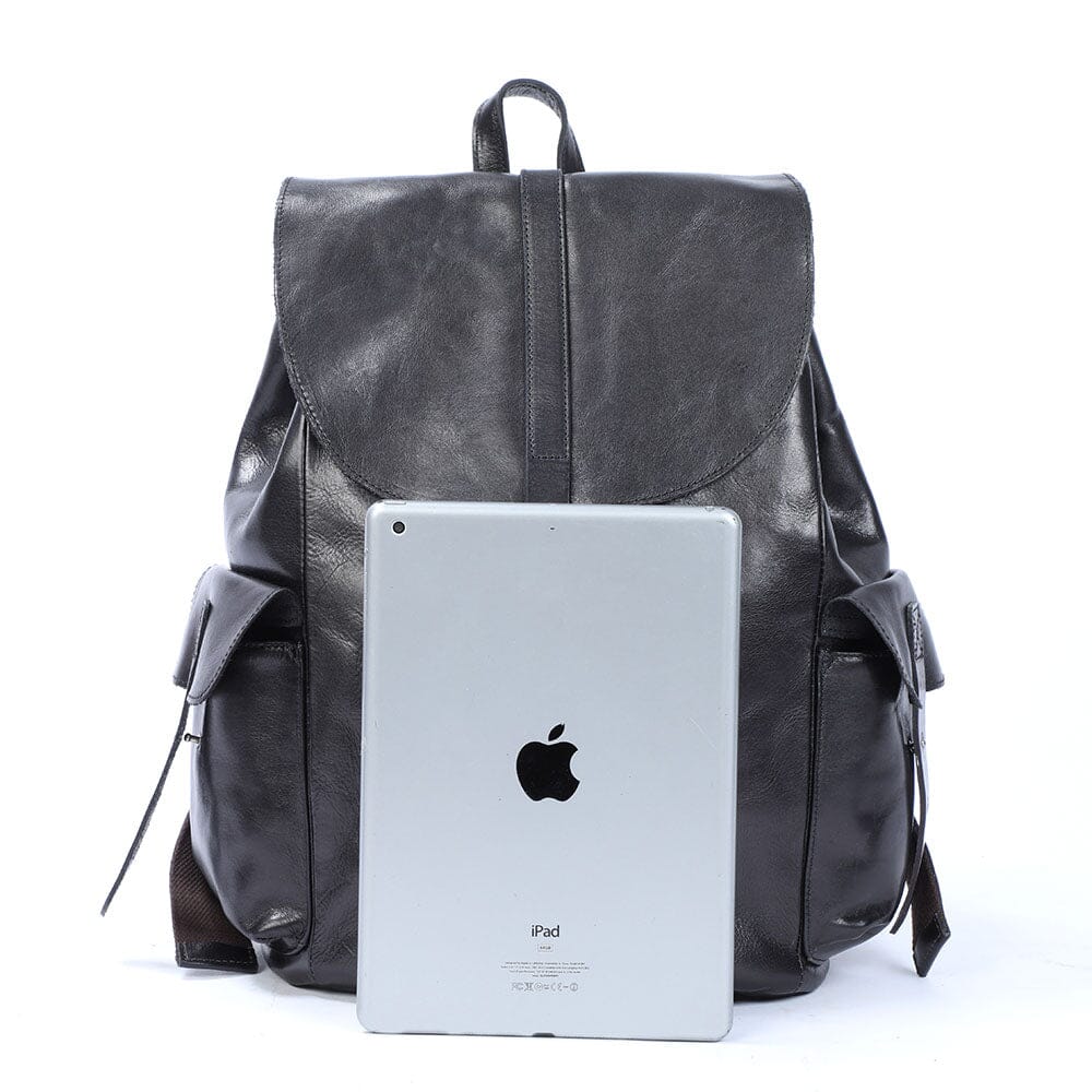 Small Black Leather Backpack | BODO