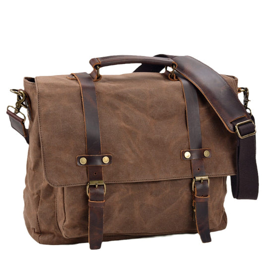 Canvas and Leather Messenger Bag | BRUGES