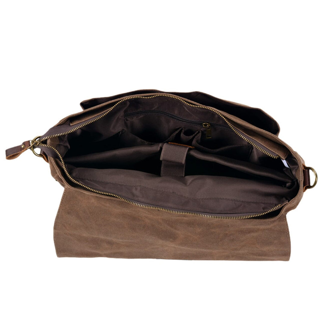 Canvas and Leather Messenger Bag | BRUGES