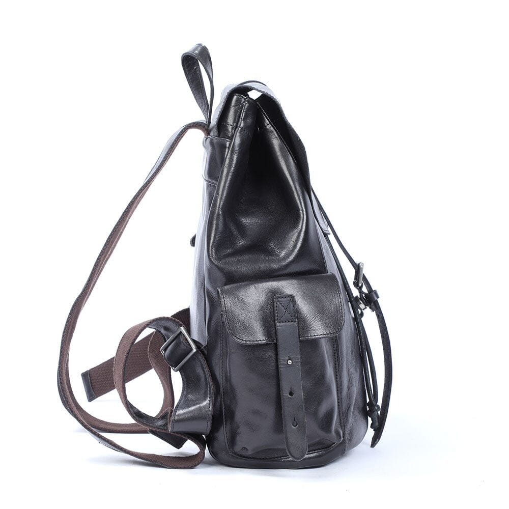 Small Black Leather Backpack | BODO